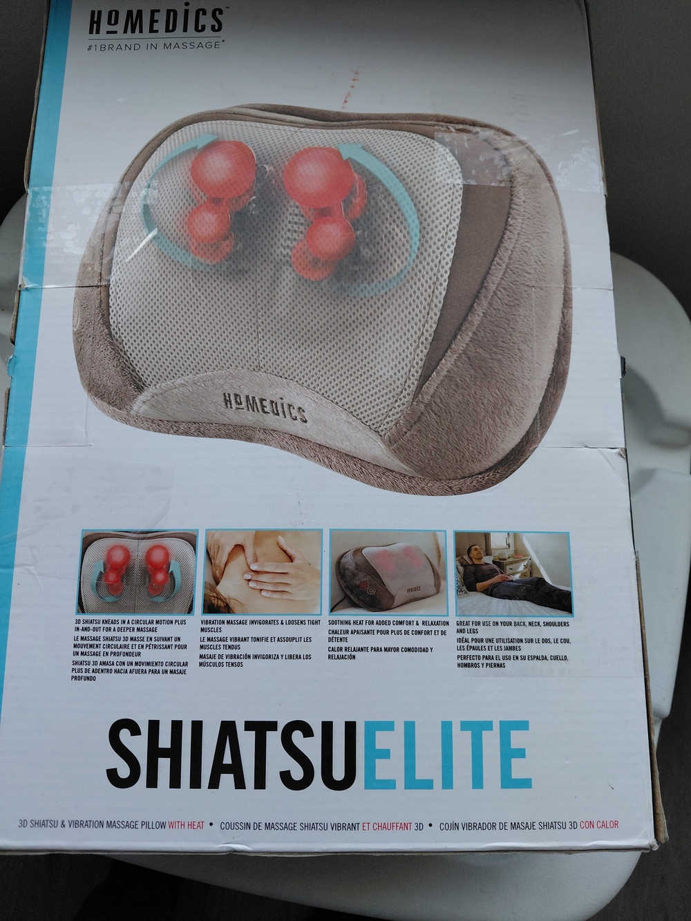 HoMedics Shiatsu Elite Massage Pillow - Taupe with Red Nodes